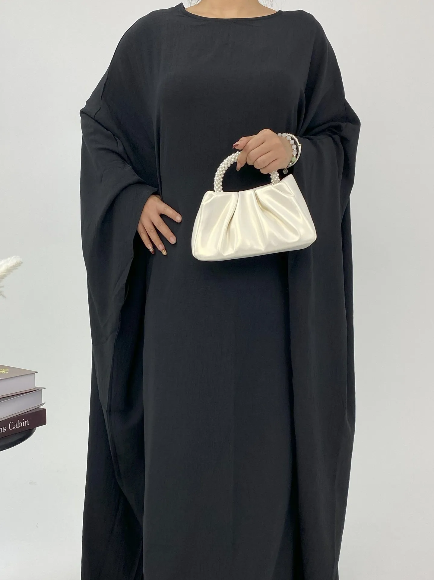 Foreign Trade Women's Muslim Clothing Abaya Waist Bat Sleeve Dress Waist Bat Sleeve Dress display picture 6