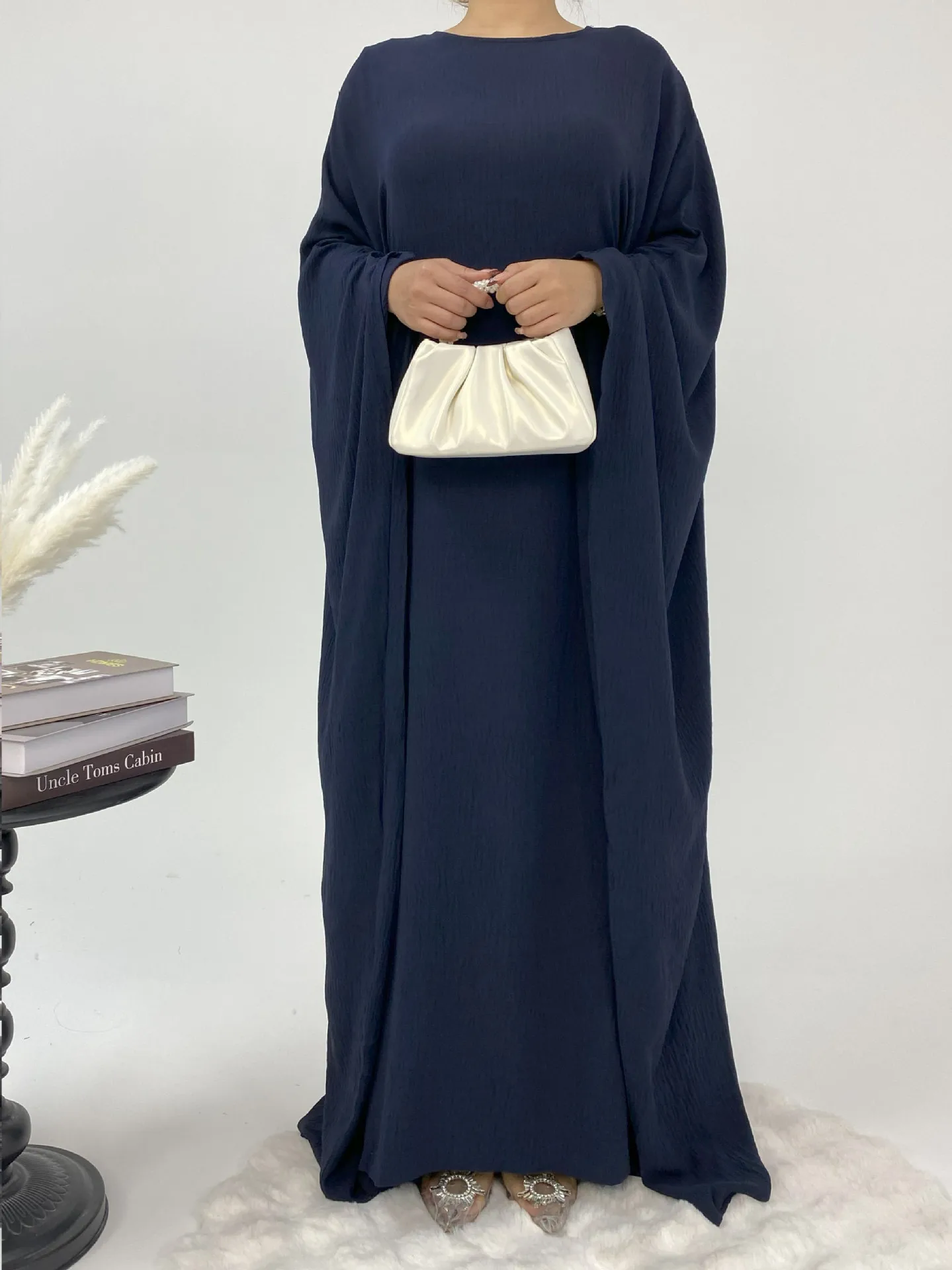 Foreign Trade Women's Muslim Clothing Abaya Waist Bat Sleeve Dress Waist Bat Sleeve Dress display picture 12