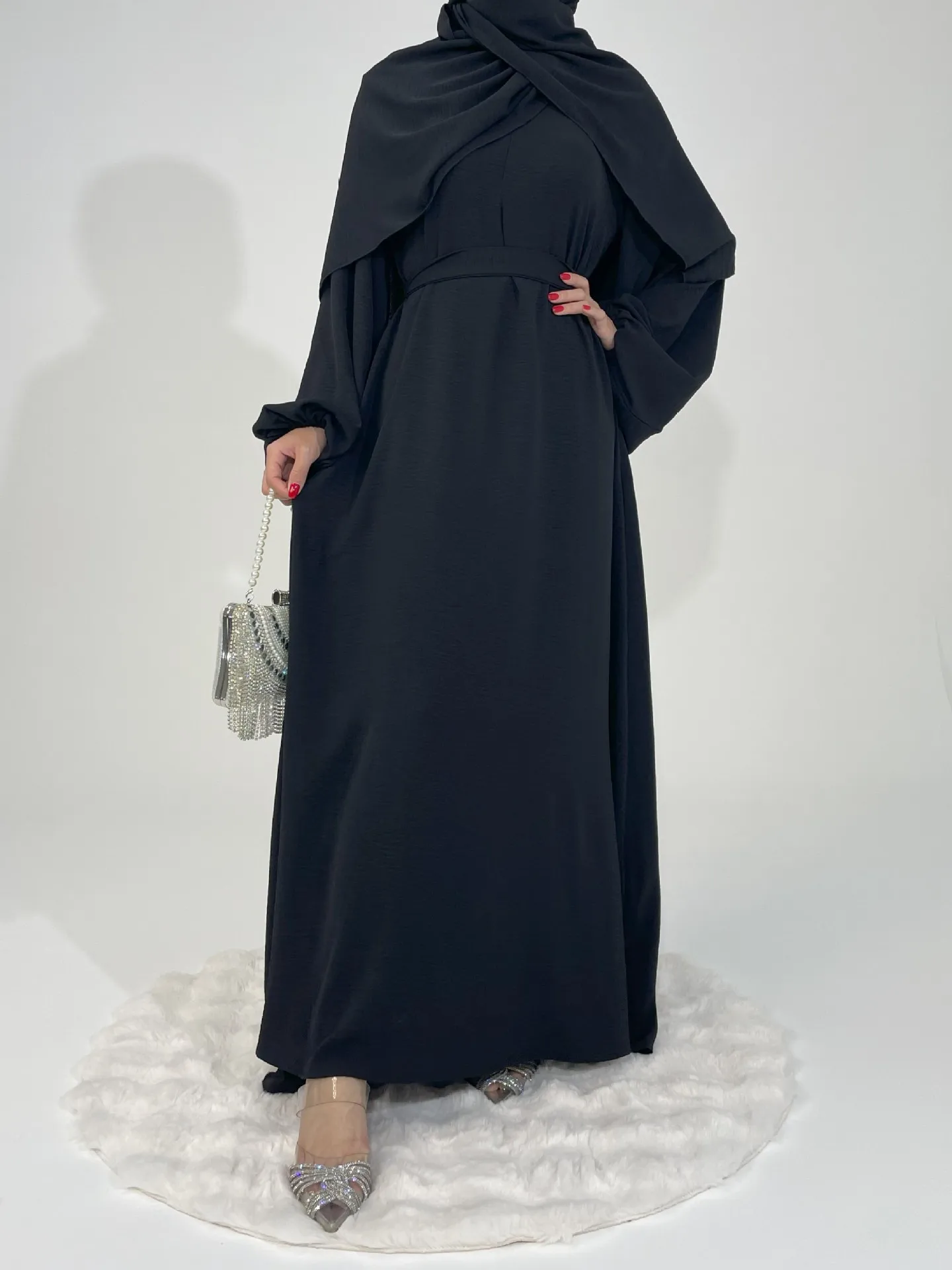 Foreign Trade High Elastic Wrinkle Dress Multicolor Casual Dress Robe Abaya display picture 2