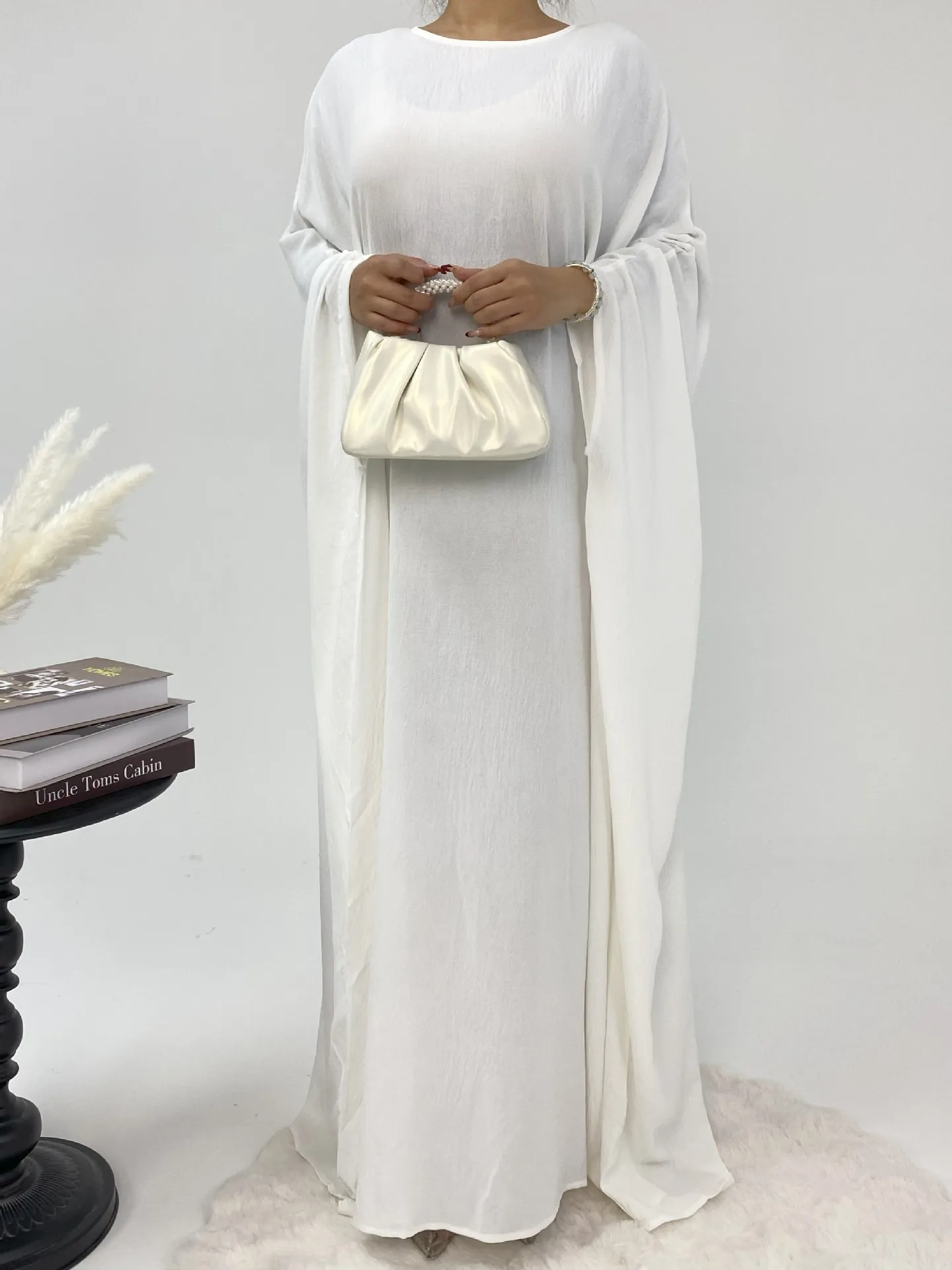 Foreign Trade Women's Muslim Clothing Abaya Waist Bat Sleeve Dress Waist Bat Sleeve Dress display picture 20