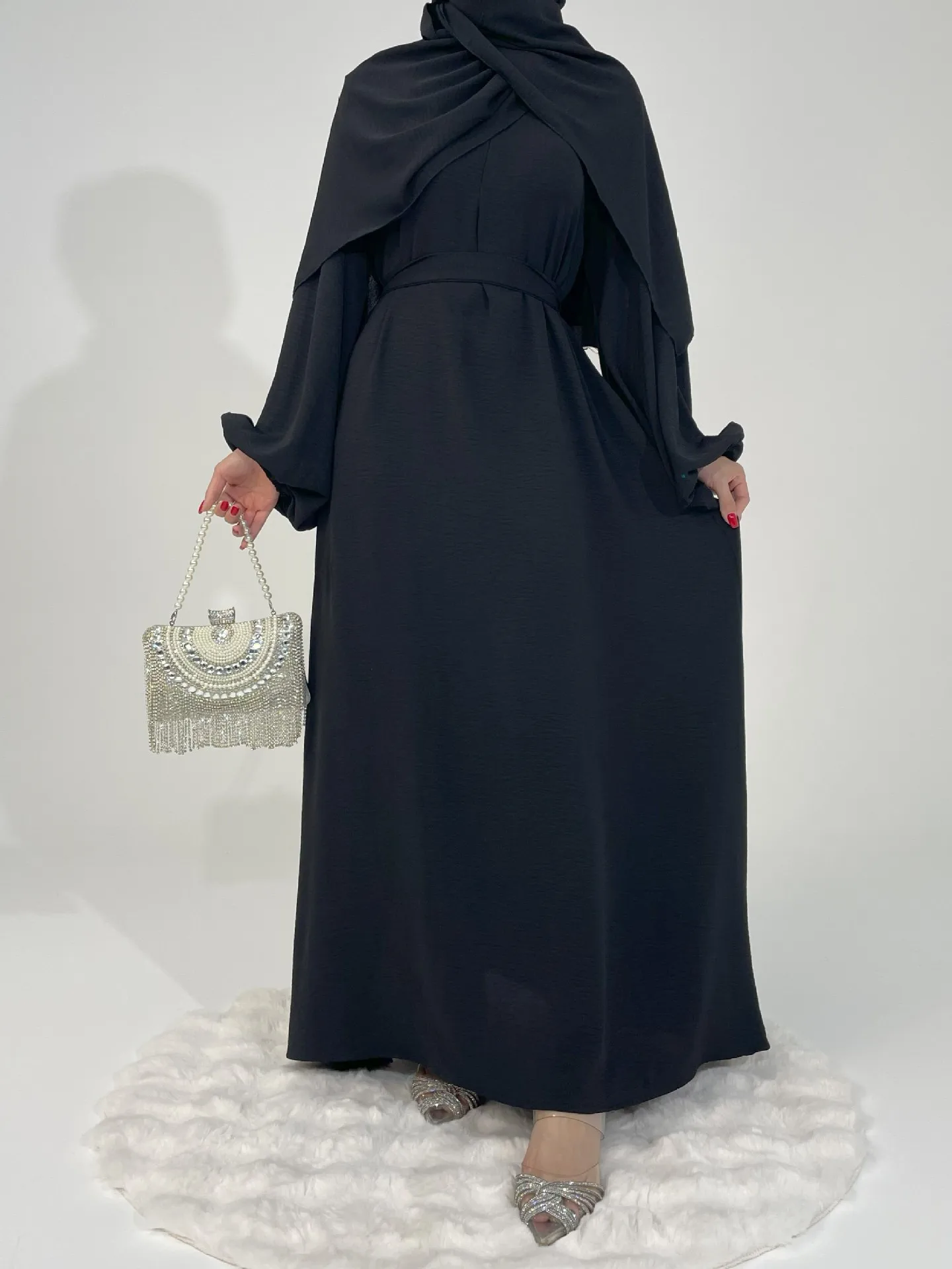 Foreign Trade High Elastic Wrinkle Dress Multicolor Casual Dress Robe Abaya display picture 3