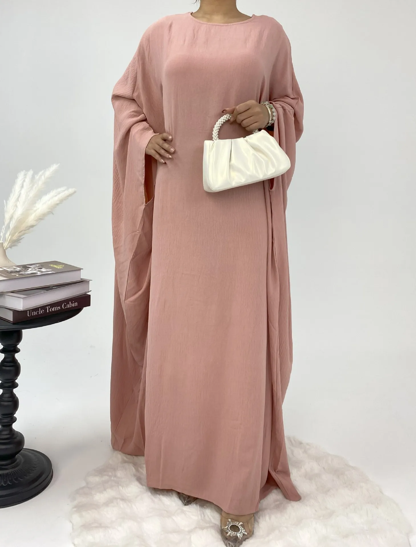Foreign Trade Women's Muslim Clothing Abaya Waist Bat Sleeve Dress Waist Bat Sleeve Dress display picture 22