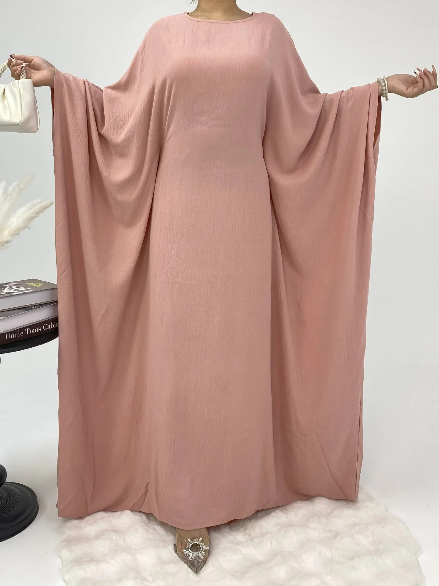 Foreign Trade Women's Muslim Clothing Abaya Waist Bat Sleeve Dress Waist Bat Sleeve Dress display picture 23