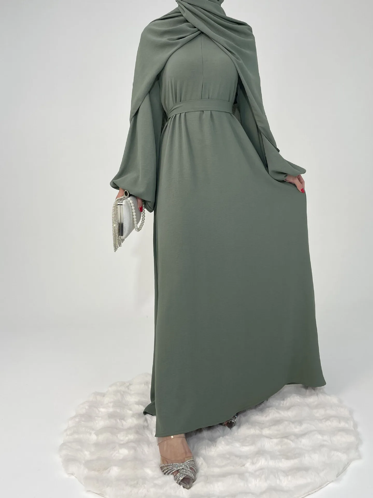 Foreign Trade High Elastic Wrinkle Dress Multicolor Casual Dress Robe Abaya display picture 7
