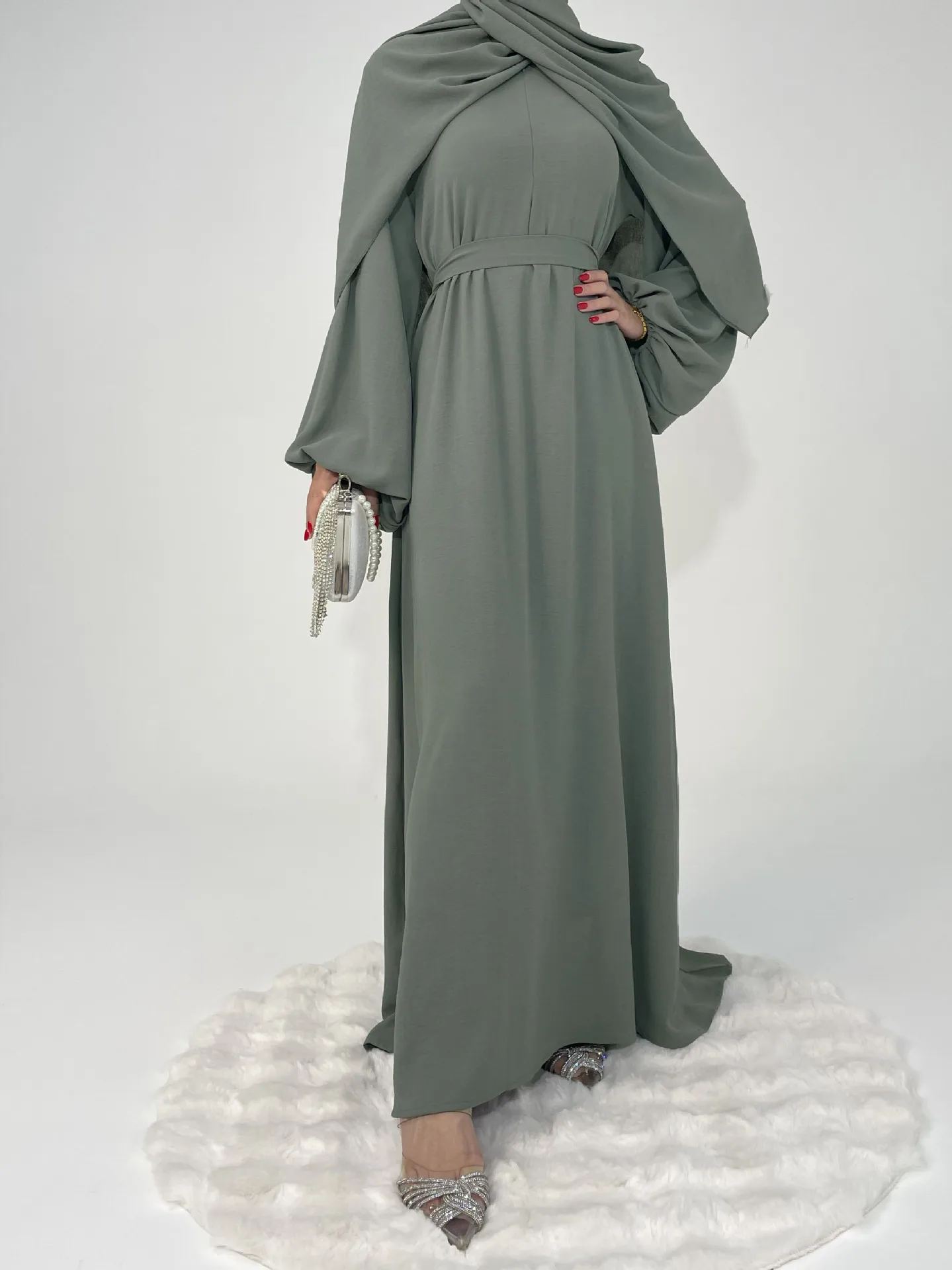 Foreign Trade High Elastic Wrinkle Dress Multicolor Casual Dress Robe Abaya display picture 8