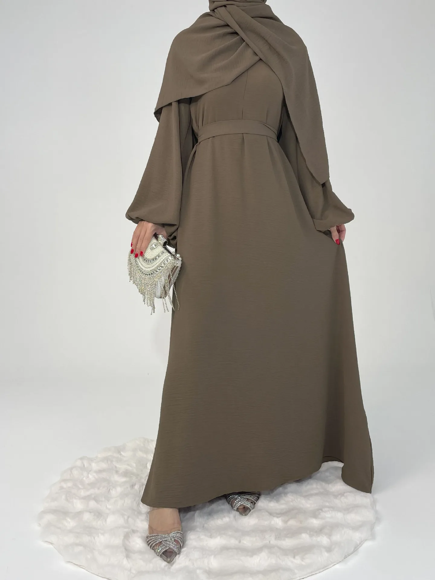 Foreign Trade High Elastic Wrinkle Dress Multicolor Casual Dress Robe Abaya display picture 9
