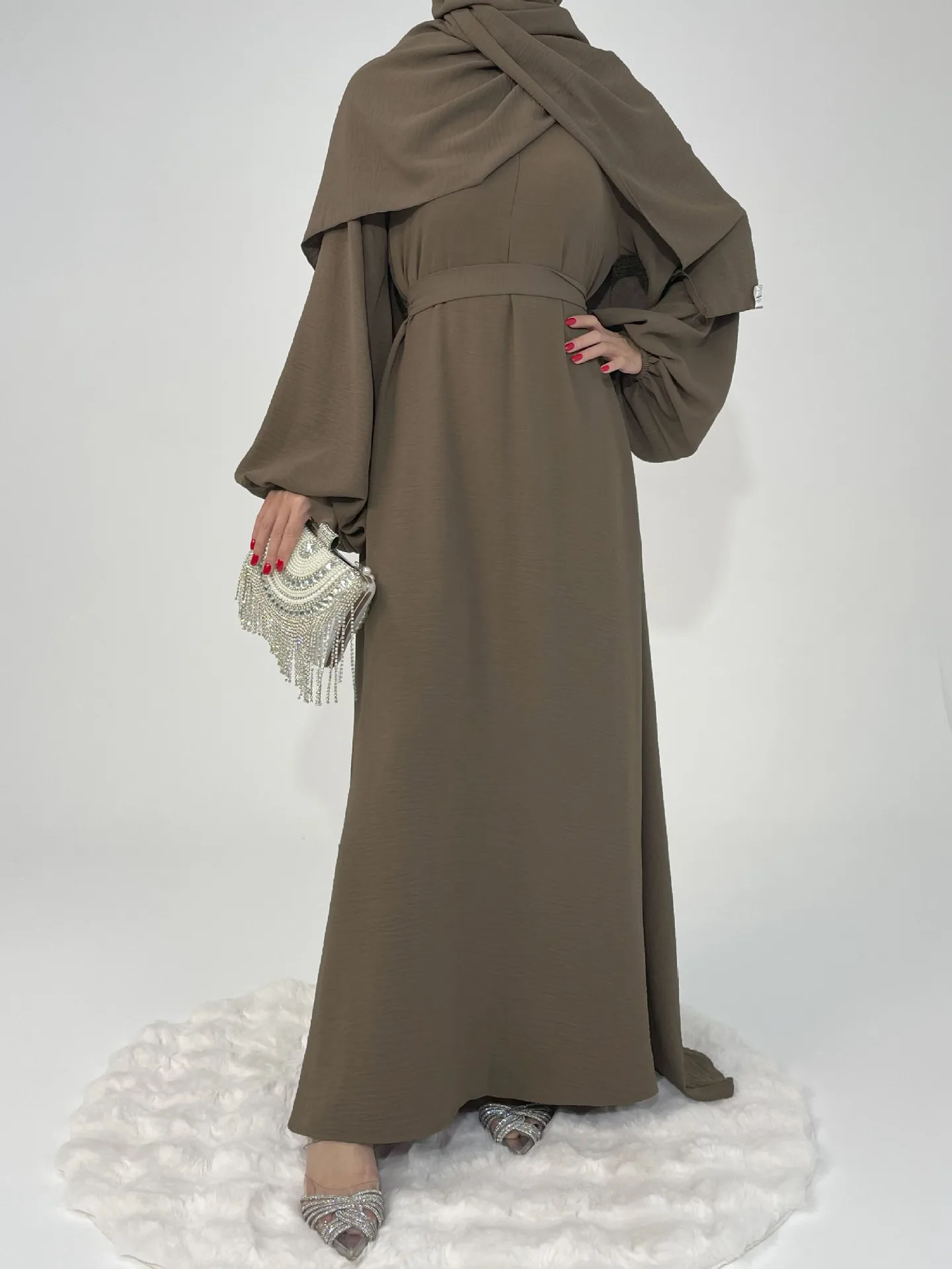 Foreign Trade High Elastic Wrinkle Dress Multicolor Casual Dress Robe Abaya display picture 10