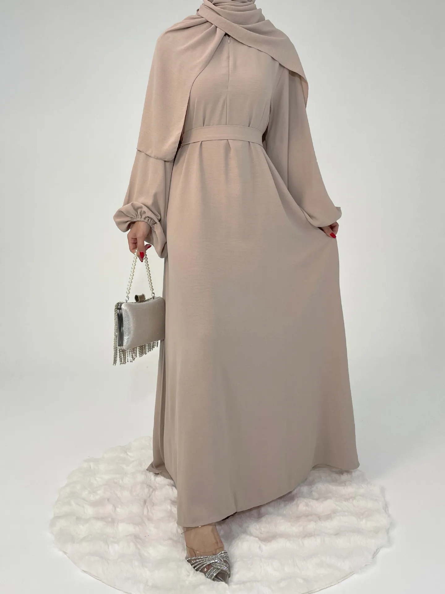 Foreign Trade High Elastic Wrinkle Dress Multicolor Casual Dress Robe Abaya display picture 11
