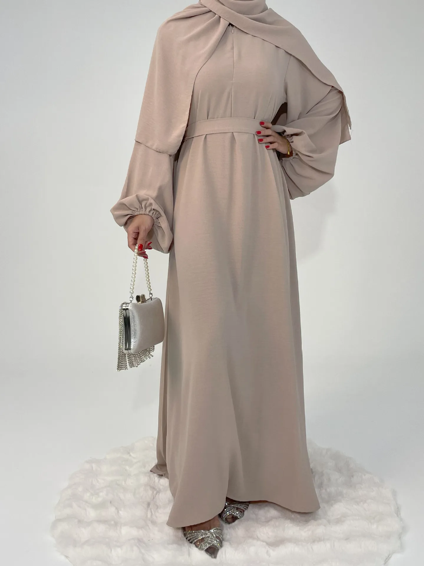 Foreign Trade High Elastic Wrinkle Dress Multicolor Casual Dress Robe Abaya display picture 12