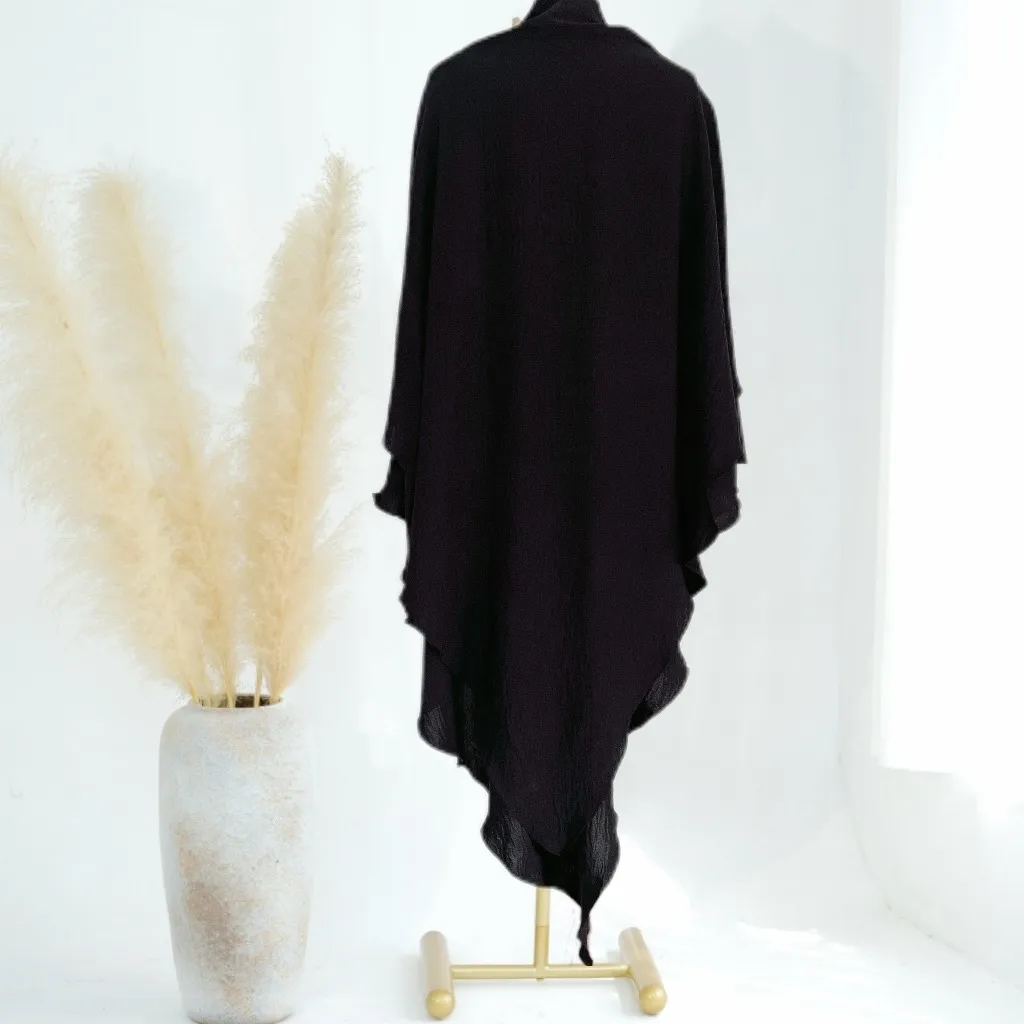 Solid Color Middle East Dubai Turkey Solid Color Double Layer High Elastic Wrinkle Turban Scarf display picture 4