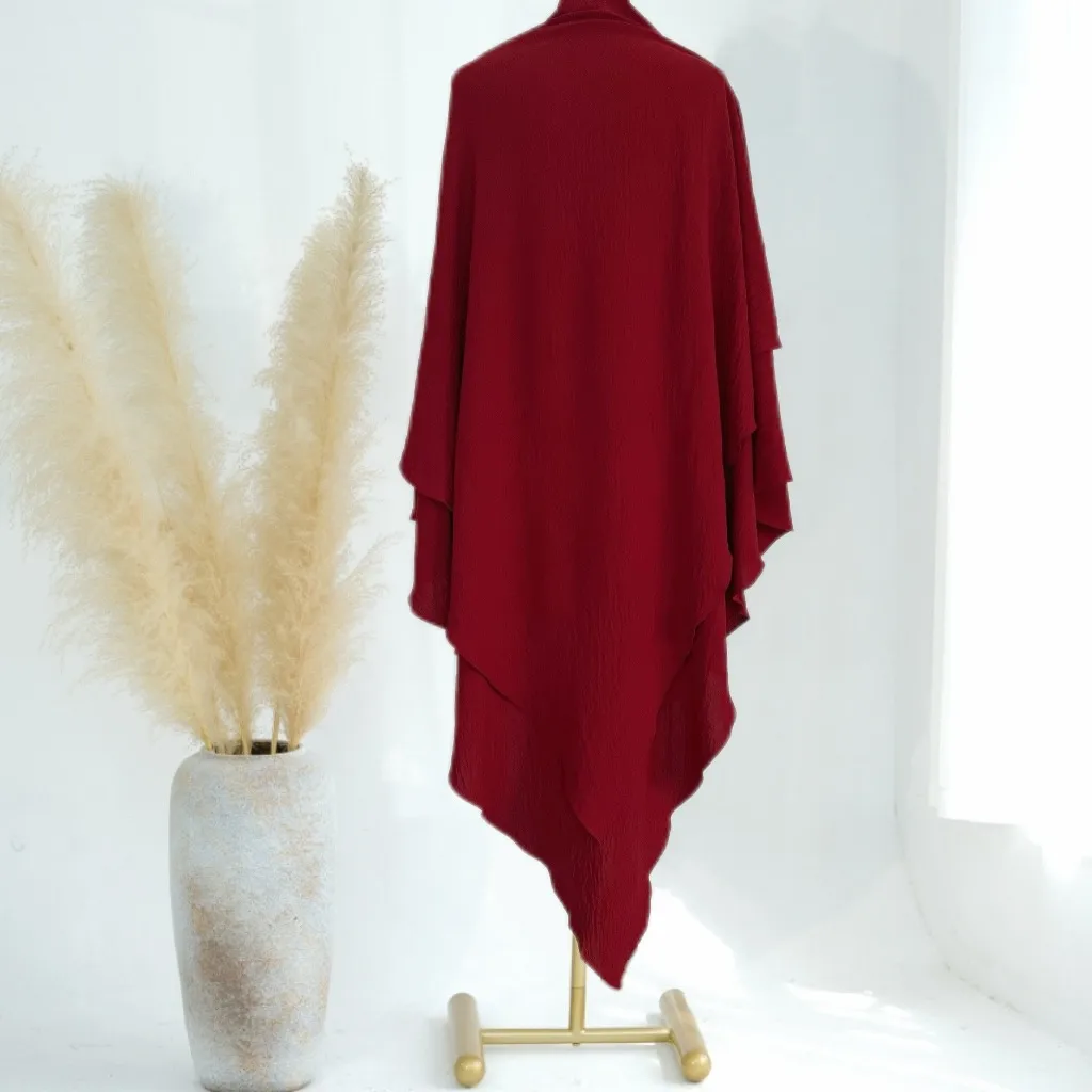 Solid Color Middle East Dubai Turkey Solid Color Double Layer High Elastic Wrinkle Turban Scarf display picture 5