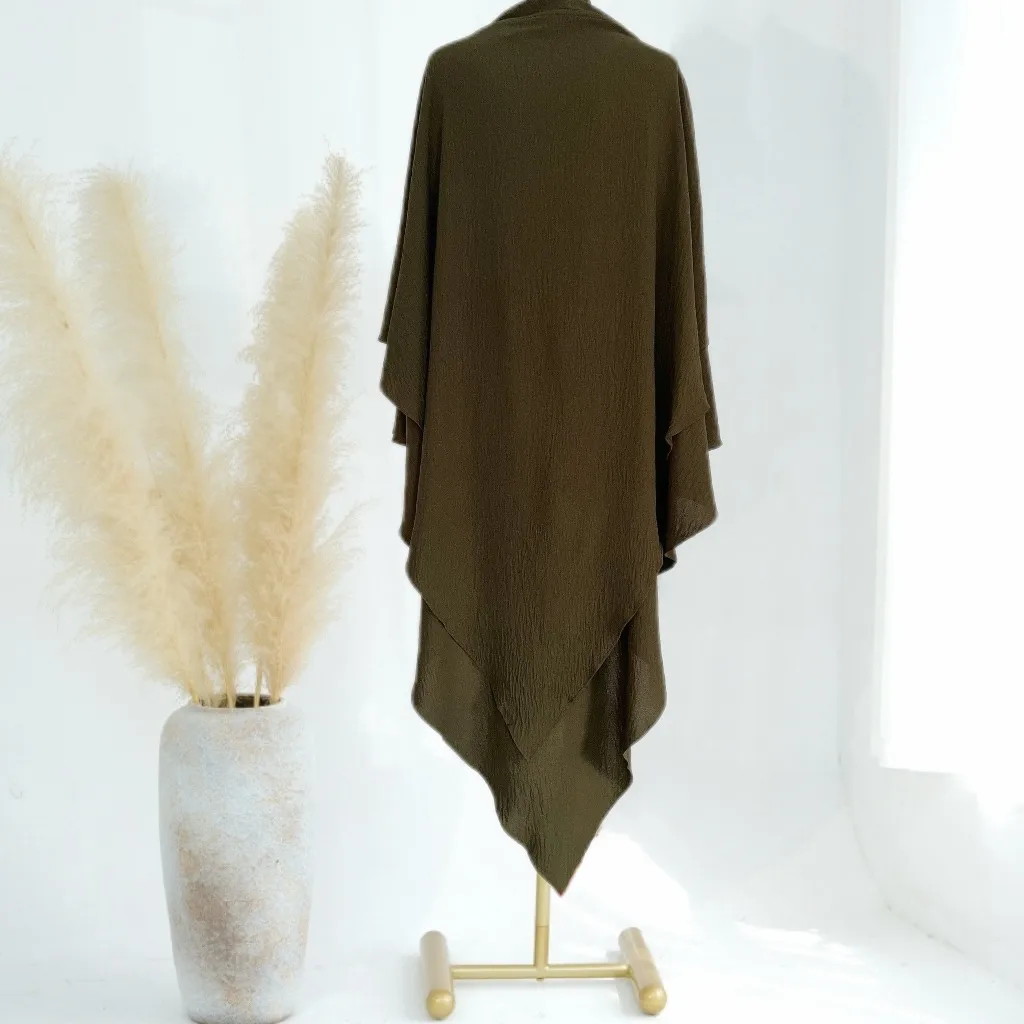Solid Color Middle East Dubai Turkey Solid Color Double Layer High Elastic Wrinkle Turban Scarf display picture 6