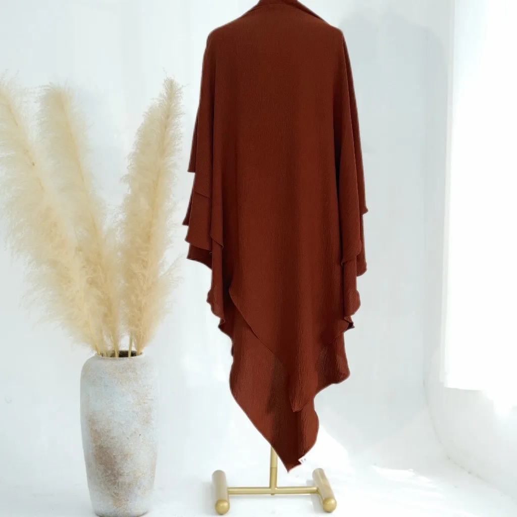 Solid Color Middle East Dubai Turkey Solid Color Double Layer High Elastic Wrinkle Turban Scarf display picture 7