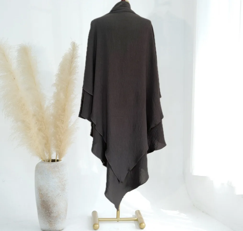 Solid Color Middle East Dubai Turkey Solid Color Double Layer High Elastic Wrinkle Turban Scarf display picture 14