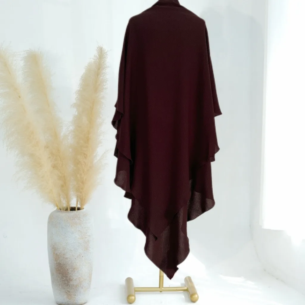 Solid Color Middle East Dubai Turkey Solid Color Double Layer High Elastic Wrinkle Turban Scarf display picture 15