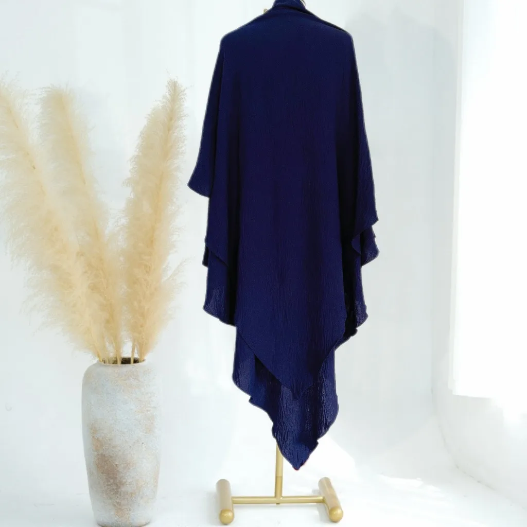 Solid Color Middle East Dubai Turkey Solid Color Double Layer High Elastic Wrinkle Turban Scarf display picture 16