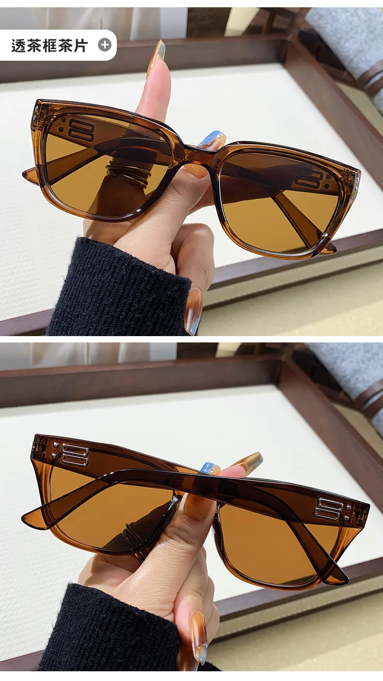 Internet Popular Street Photoshoot Sunglasses Women's Anti-ultraviolet Sunglasses Men's Fashionable All-match Concave Shape Large Frame Slimming Sunshade Glasses display picture 6