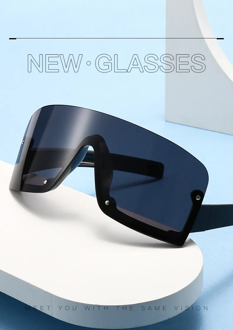 New Large Frame Conjoined Sunglasses  Internet-famous Fashion Windproof Sunglasses  Colorful Frame Sunglasses display picture 1