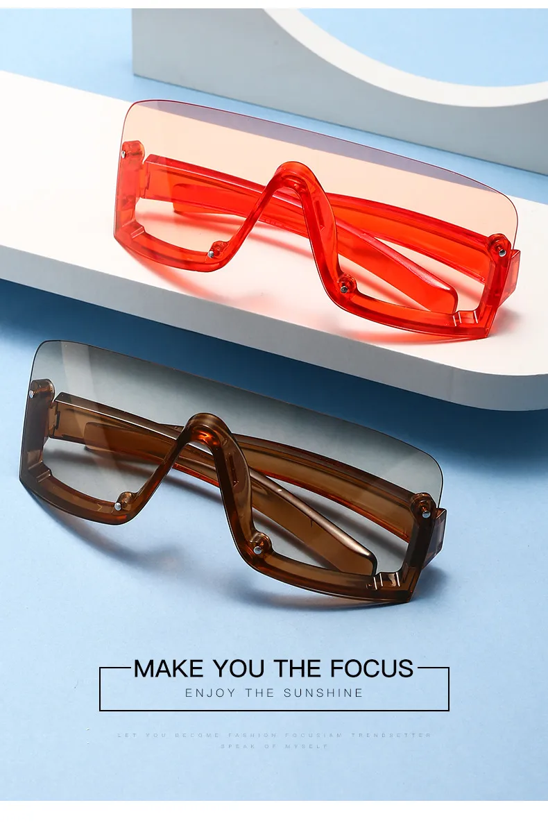 New Large Frame Conjoined Sunglasses  Internet-famous Fashion Windproof Sunglasses  Colorful Frame Sunglasses display picture 3