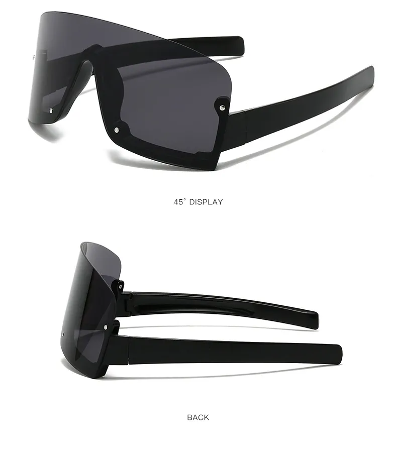 New Large Frame Conjoined Sunglasses  Internet-famous Fashion Windproof Sunglasses  Colorful Frame Sunglasses display picture 5