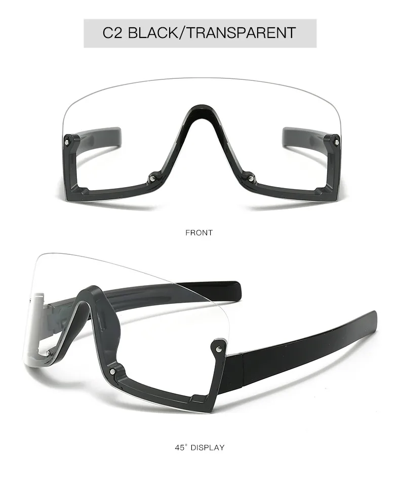 New Large Frame Conjoined Sunglasses  Internet-famous Fashion Windproof Sunglasses  Colorful Frame Sunglasses display picture 6