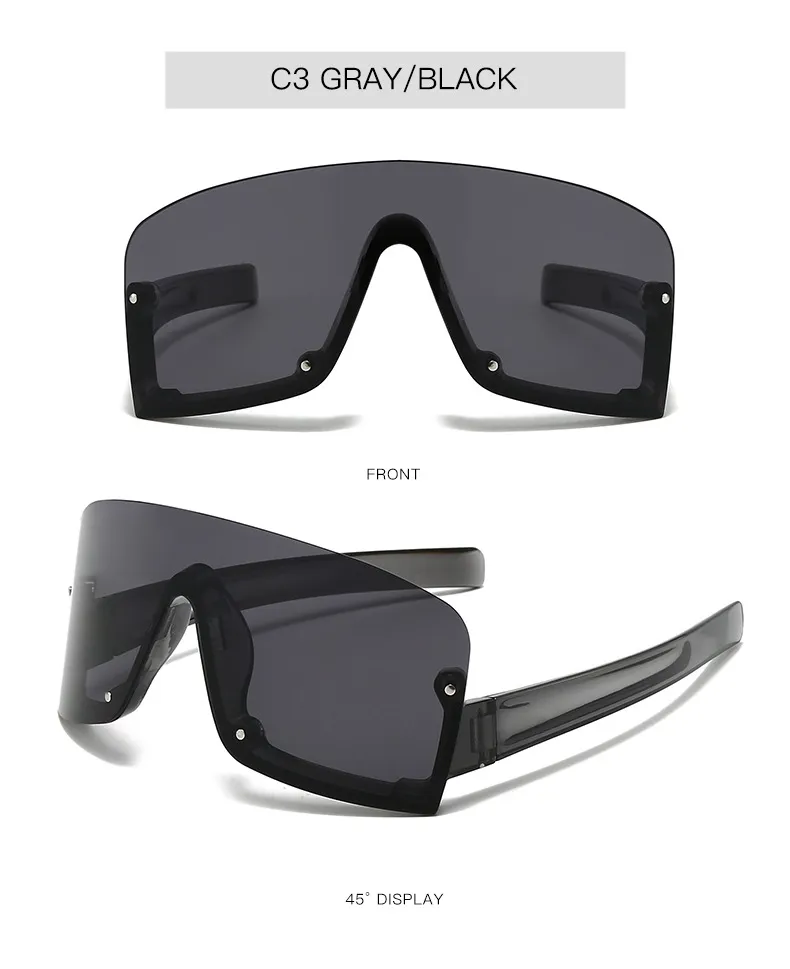 New Large Frame Conjoined Sunglasses  Internet-famous Fashion Windproof Sunglasses  Colorful Frame Sunglasses display picture 7