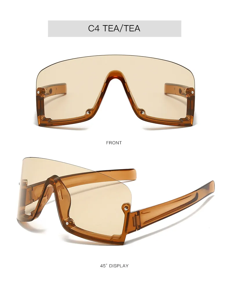 New Large Frame Conjoined Sunglasses  Internet-famous Fashion Windproof Sunglasses  Colorful Frame Sunglasses display picture 8