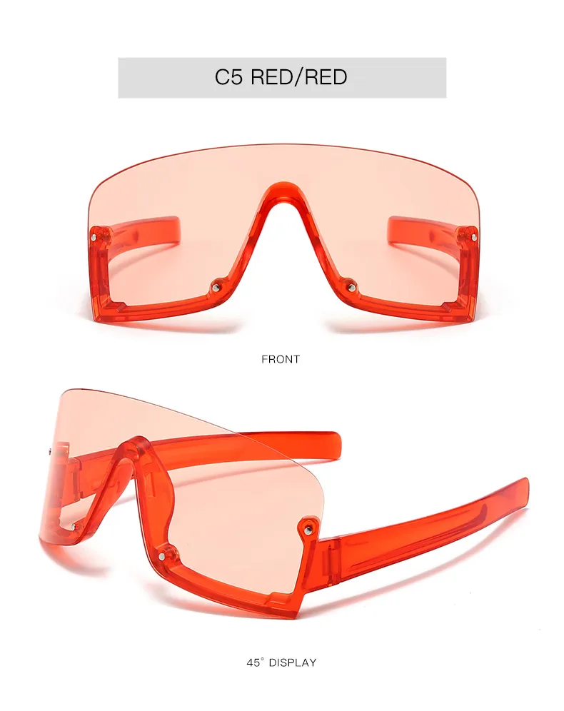 New Large Frame Conjoined Sunglasses  Internet-famous Fashion Windproof Sunglasses  Colorful Frame Sunglasses display picture 9