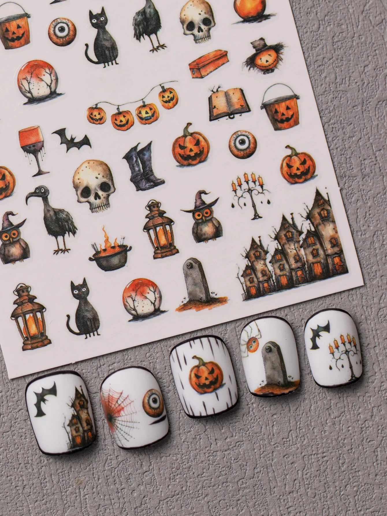 Cartoon Style Vintage Style Crow Pumpkin Cat Nail Stickers Nail Sticker display picture 4