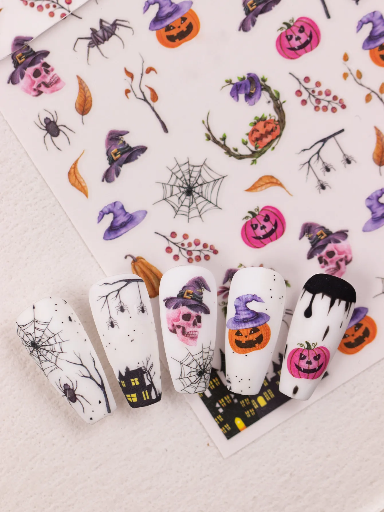 Cartoon Style Vintage Style Crow Pumpkin Cat Nail Stickers Nail Sticker display picture 6
