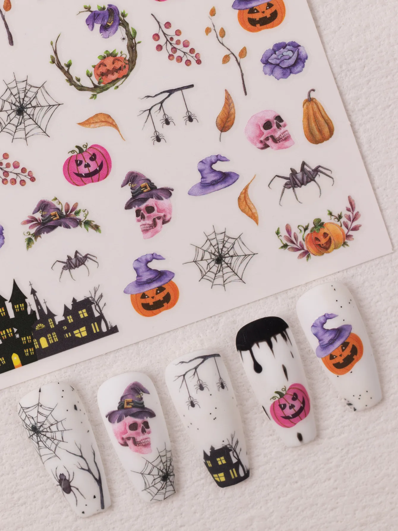 Cartoon Style Vintage Style Crow Pumpkin Cat Nail Stickers Nail Sticker display picture 9