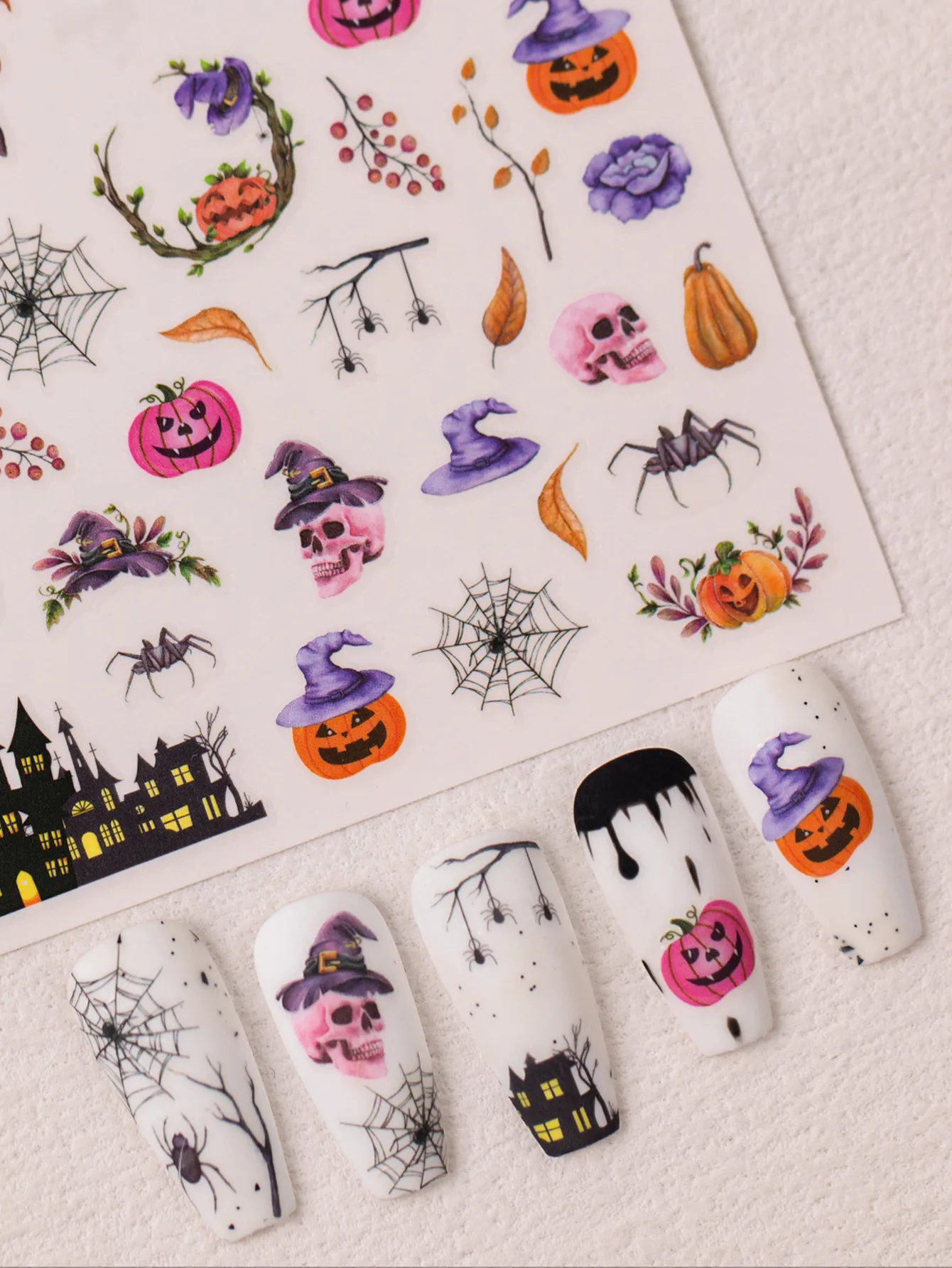 Cartoon Style Vintage Style Crow Pumpkin Cat Nail Stickers Nail Sticker display picture 7