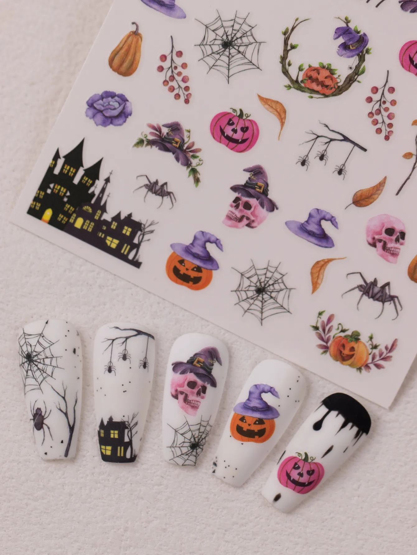 Cartoon Style Vintage Style Crow Pumpkin Cat Nail Stickers Nail Sticker display picture 8