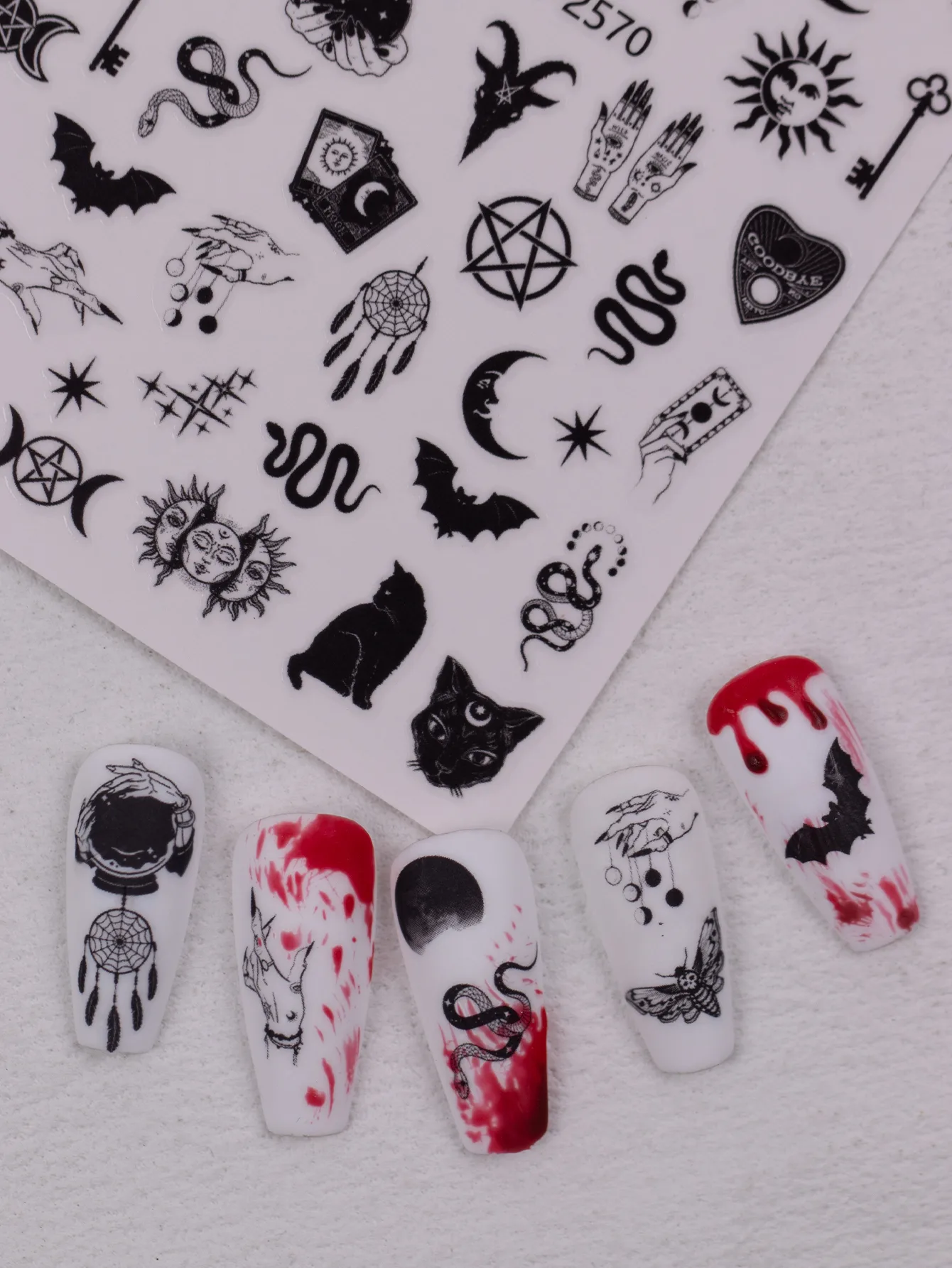 Cartoon Style Vintage Style Crow Pumpkin Cat Nail Stickers Nail Sticker display picture 11