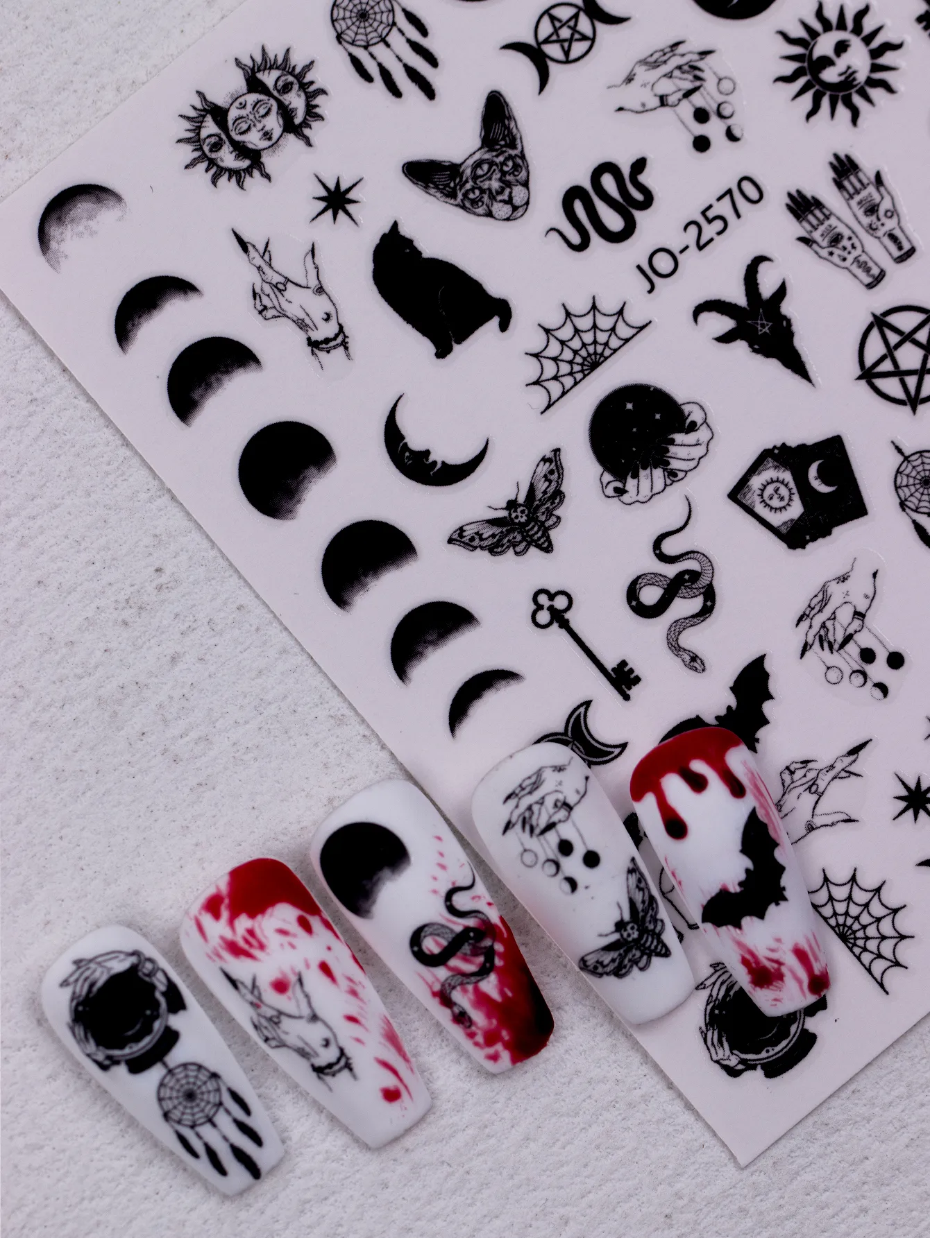 Cartoon Style Vintage Style Crow Pumpkin Cat Nail Stickers Nail Sticker display picture 13