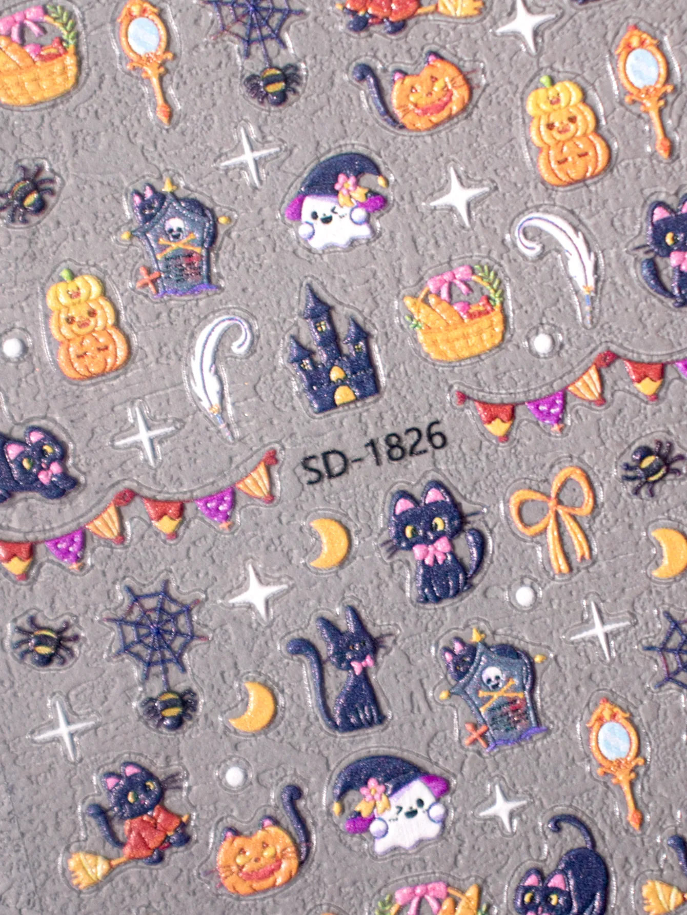 Halloween Style Vintage Style Roman Style Pumpkin Castle Cat Nail Stickers Nail Sticker display picture 6