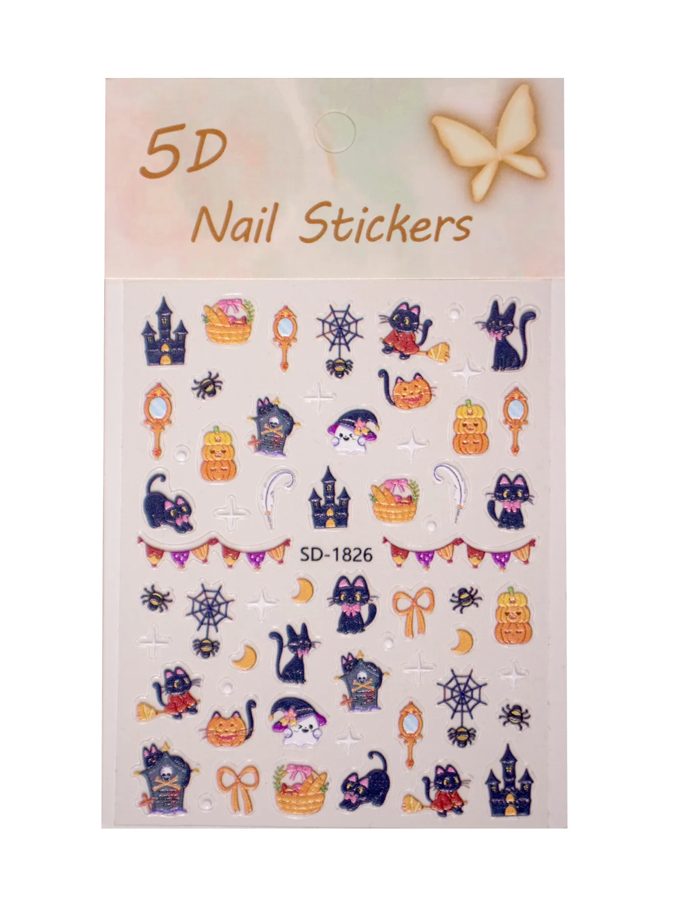 Halloween Style Vintage Style Roman Style Pumpkin Castle Cat Nail Stickers Nail Sticker display picture 7