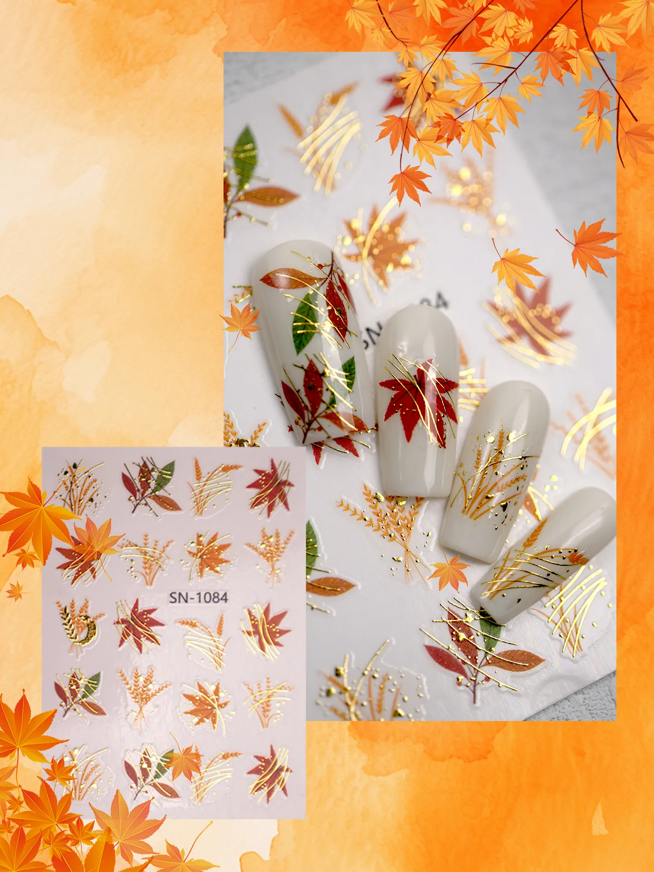 Cartoon Style Retro Maple Leaf Plant Fox Nail Stickers Nail Sticker display picture 20