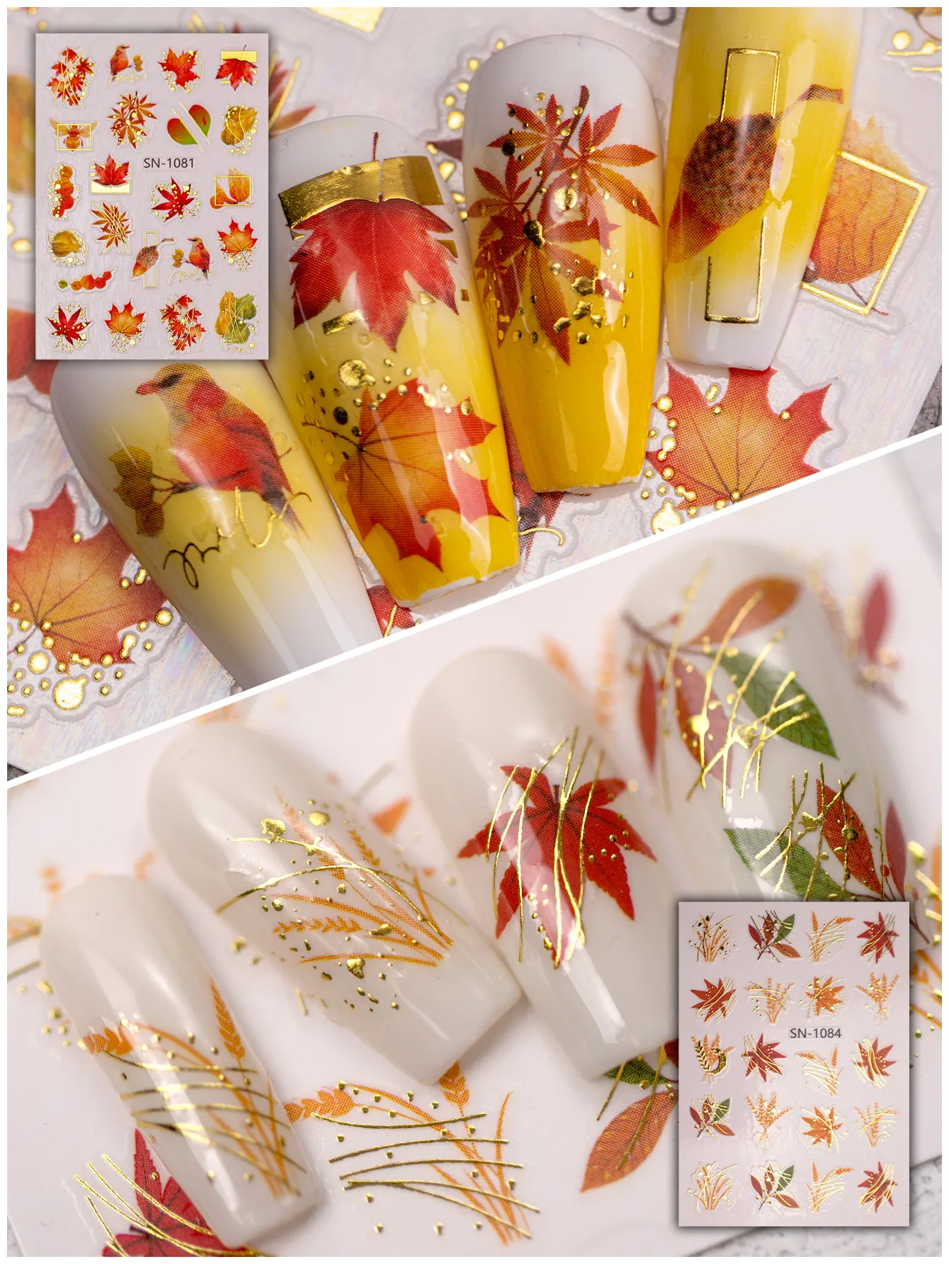 Cartoon Style Retro Maple Leaf Plant Fox Nail Stickers Nail Sticker display picture 21