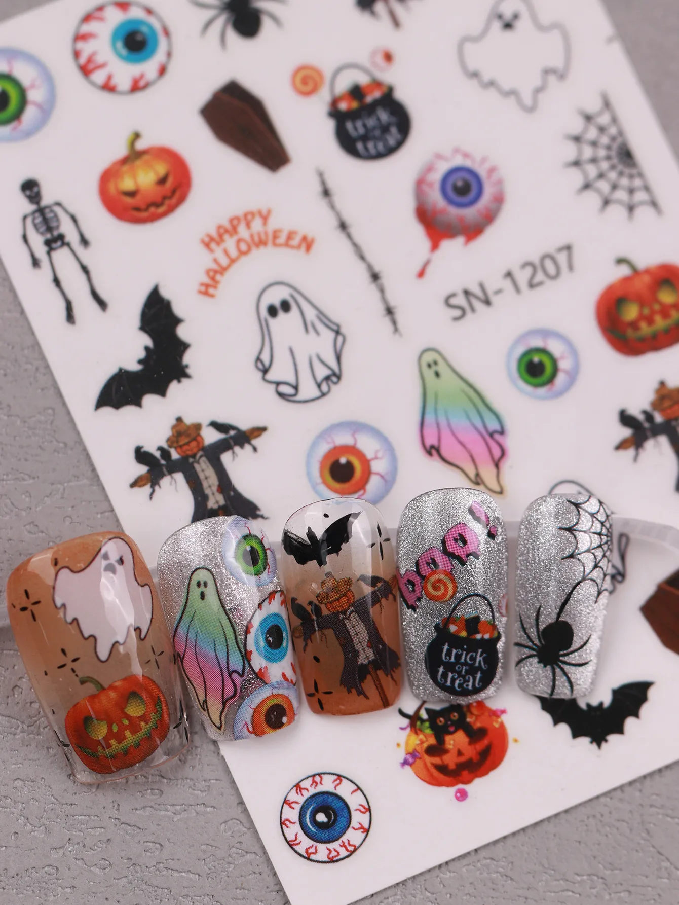 Halloween Style Classic Style Pumpkin Bulb Spider Web Nail Stickers Nail Sticker display picture 1