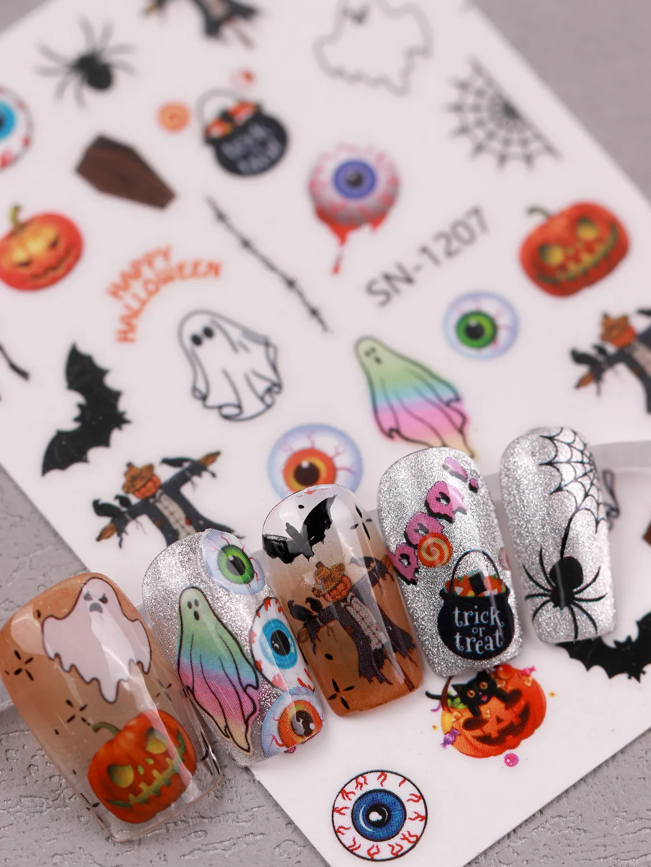 Halloween Style Classic Style Pumpkin Bulb Spider Web Nail Stickers Nail Sticker display picture 2