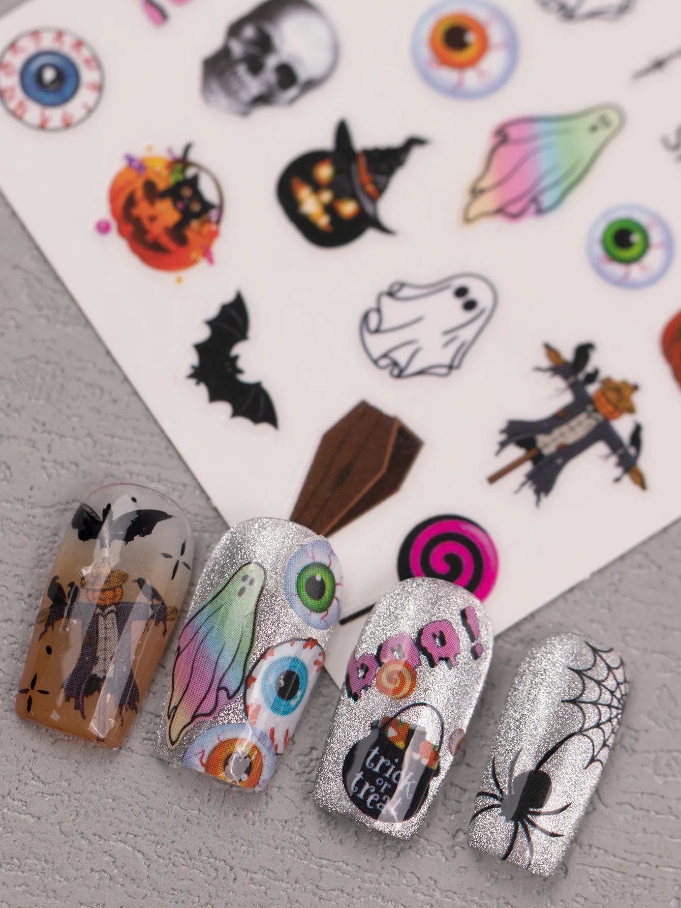 Halloween Style Classic Style Pumpkin Bulb Spider Web Nail Stickers Nail Sticker display picture 4