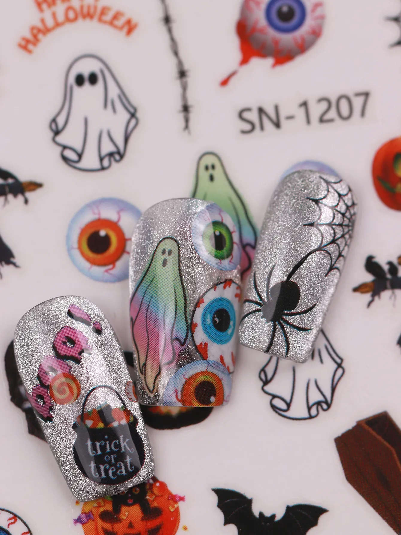 Halloween Style Classic Style Pumpkin Bulb Spider Web Nail Stickers Nail Sticker display picture 3