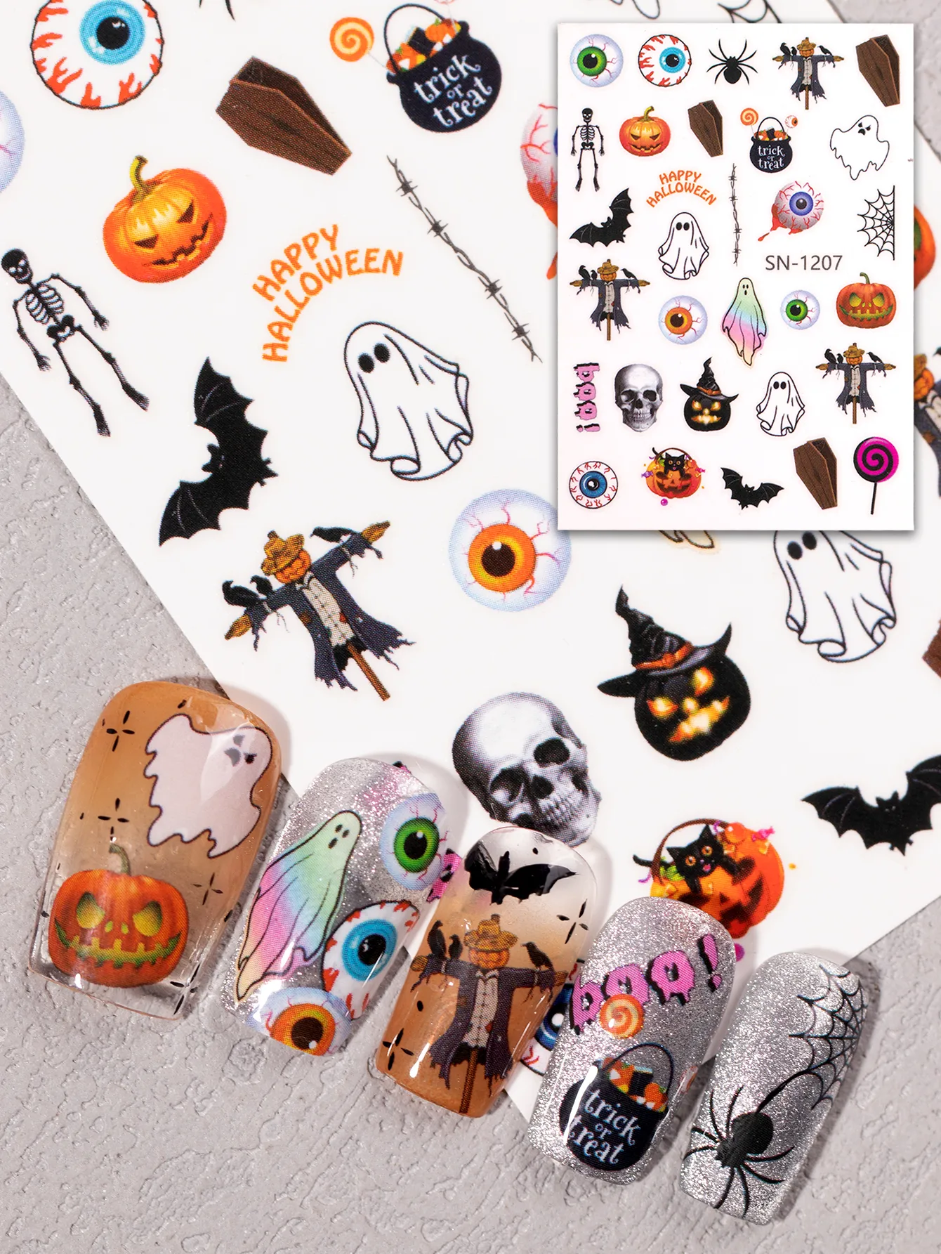 Halloween Style Classic Style Pumpkin Bulb Spider Web Nail Stickers Nail Sticker display picture 5