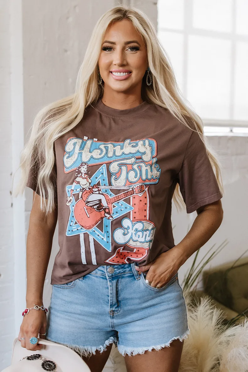 Summer 2025 Women's Fashionable Casual Short Sleeve T-shirt Cartoon Pattern Three-quarter Sleeve Versatile Cotton Polyester Blend display picture 1