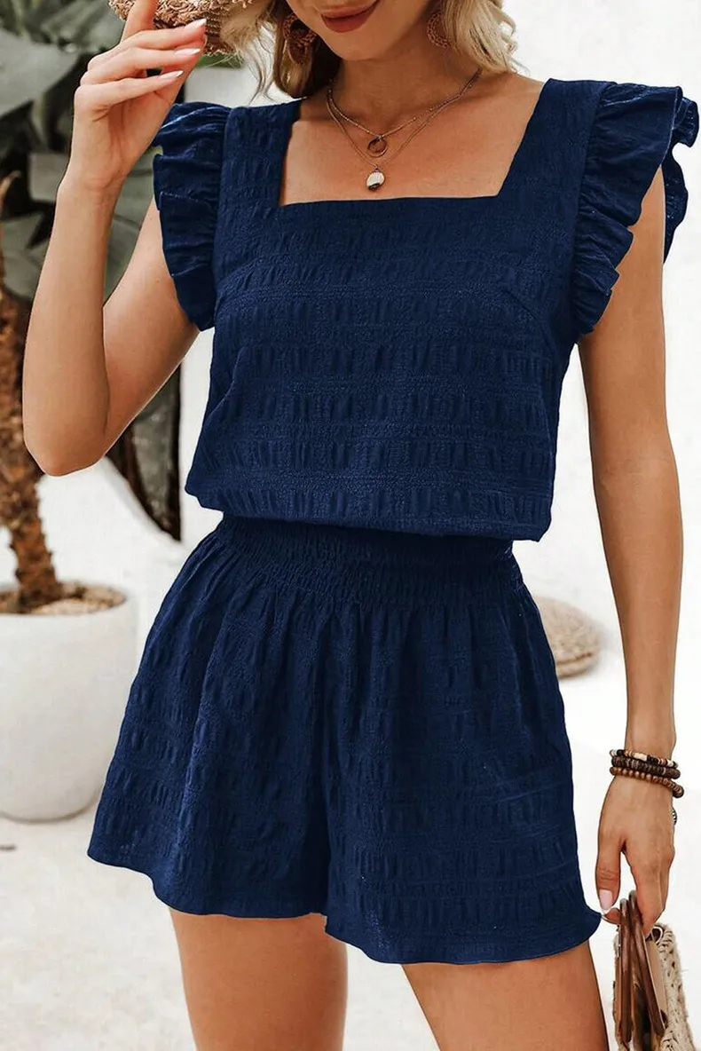 Elegant Commute Fashion Set Women Short Sleeve Shorts Two Piece Set Summer New Style  Pure Color Polyester And Spandex display picture 1