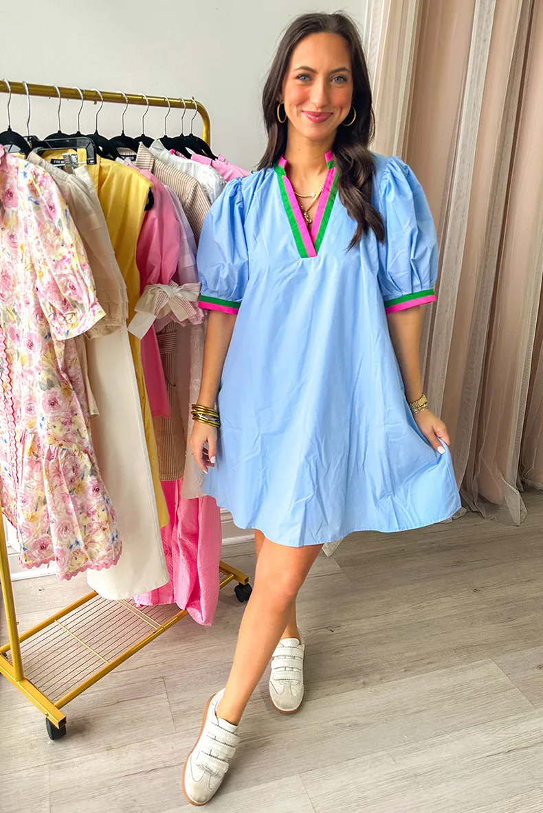 Casual Loose Maternity Short Dress Women Summer New Color Block V-Neck Short Sleeve Straight Tube Skirt High Waist Dress display picture 3