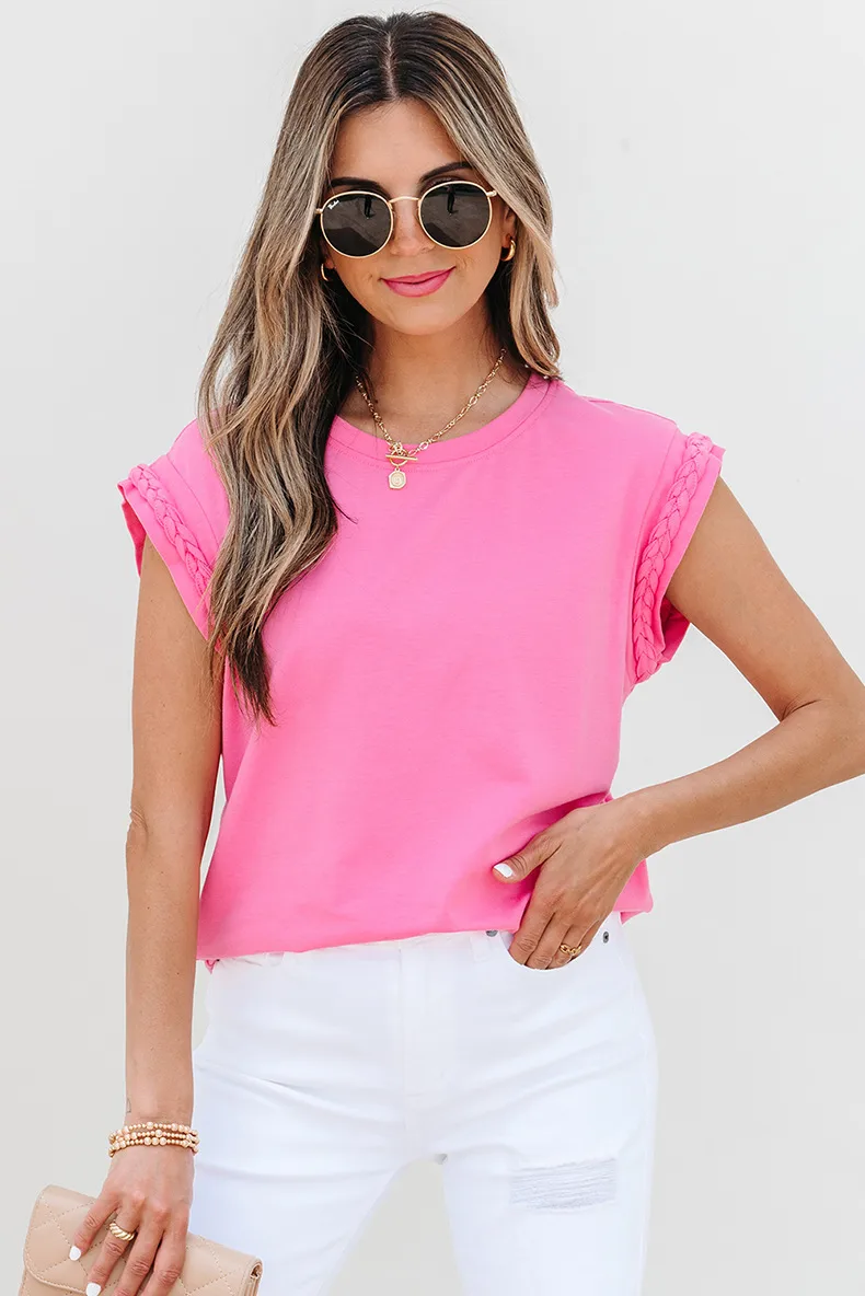 Summer 2025 Women's Casual Style Pure Color Knitted Short Sleeve T-Shirt Round Neck Pullover Top Versatile Commute Essential display picture 2