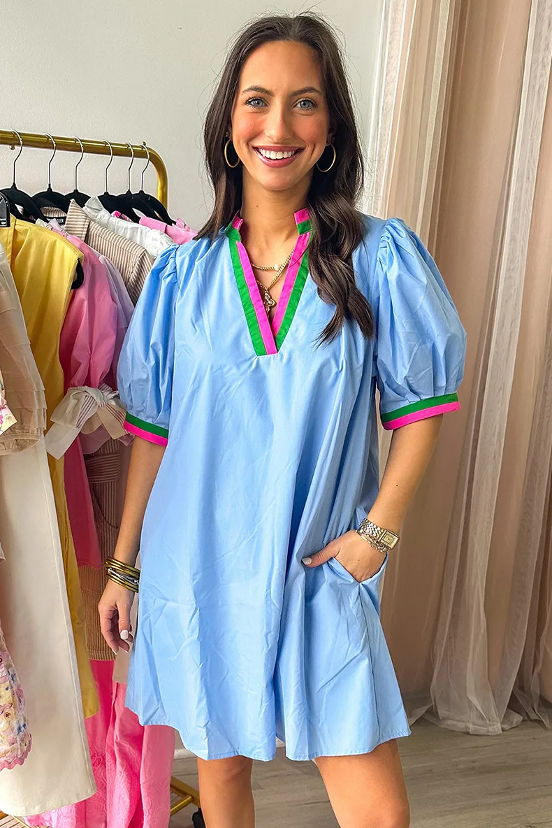 Casual Loose Maternity Short Dress Women Summer New Color Block V-Neck Short Sleeve Straight Tube Skirt High Waist Dress display picture 4