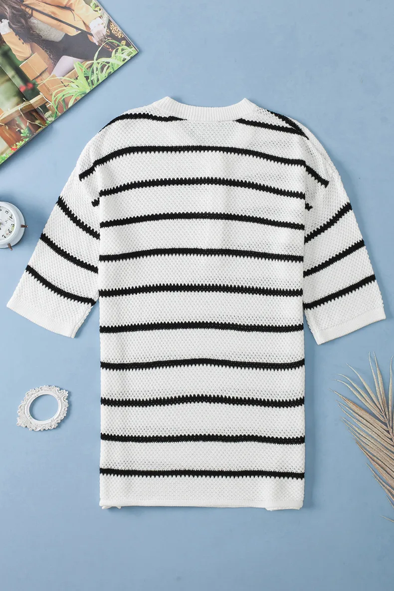 Summer 2025 Women's V-neck 7/8 Sleeve Printed T-shirt Casual Versatile Long Style Loose Fit Top  Fashion display picture 6